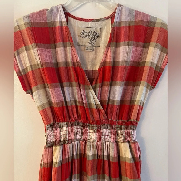 Ace & Jig Faye Picnic Red Plaid Surplus Midi Dress - Picture 4 of 10